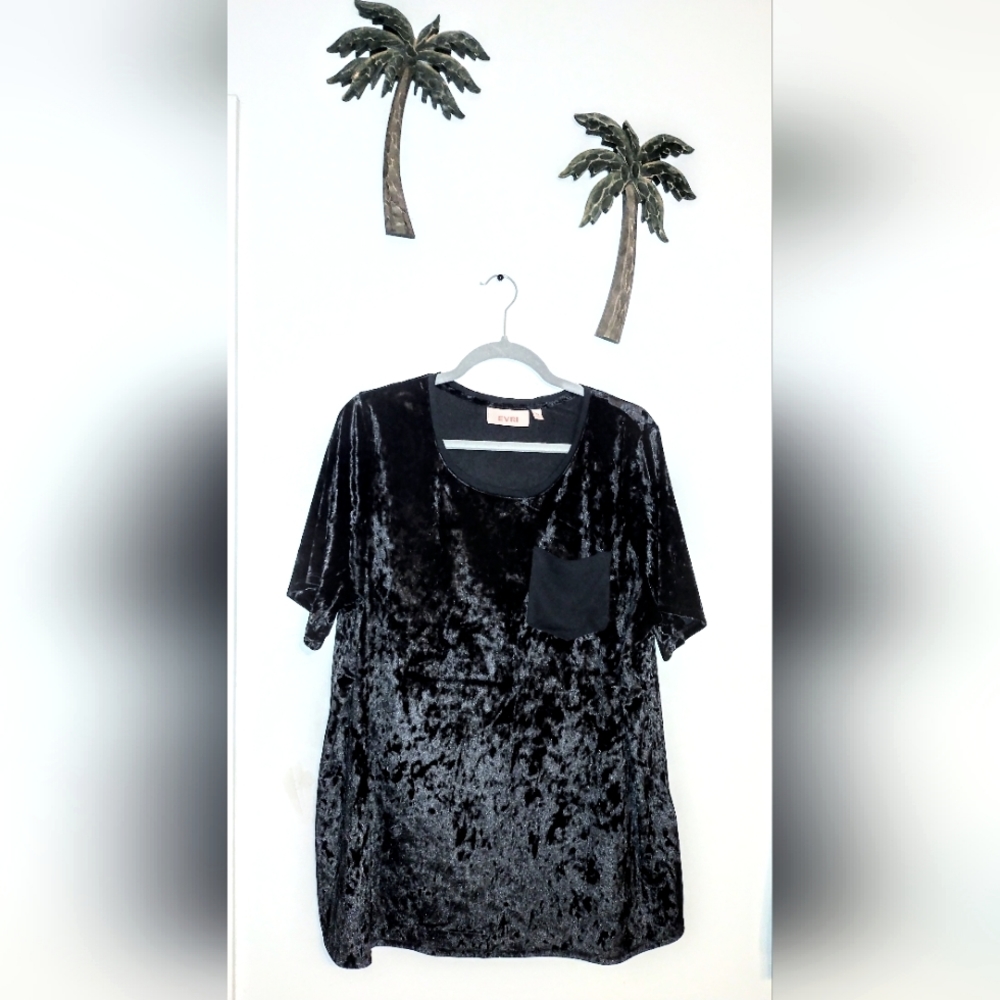 Black crushed velvet ss blouse